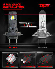 Katana H7 ultra-fast cooling fan maintains bulb temperature.