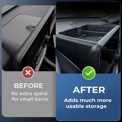 Katorn ABS dashboard storage tray blends with interior for lasting durability.