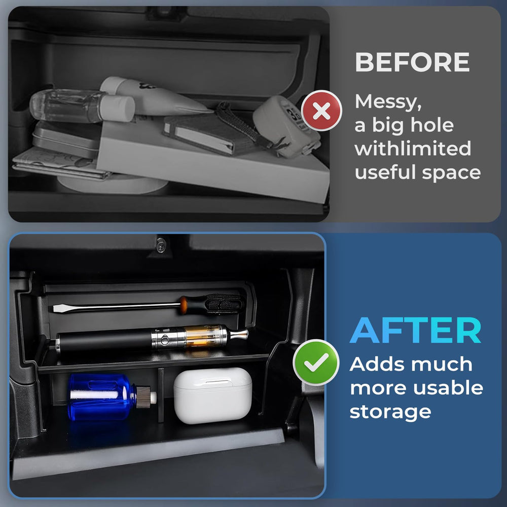 Durable ABS construction by Katorn provides long-lasting organization in your Tacoma glove box.