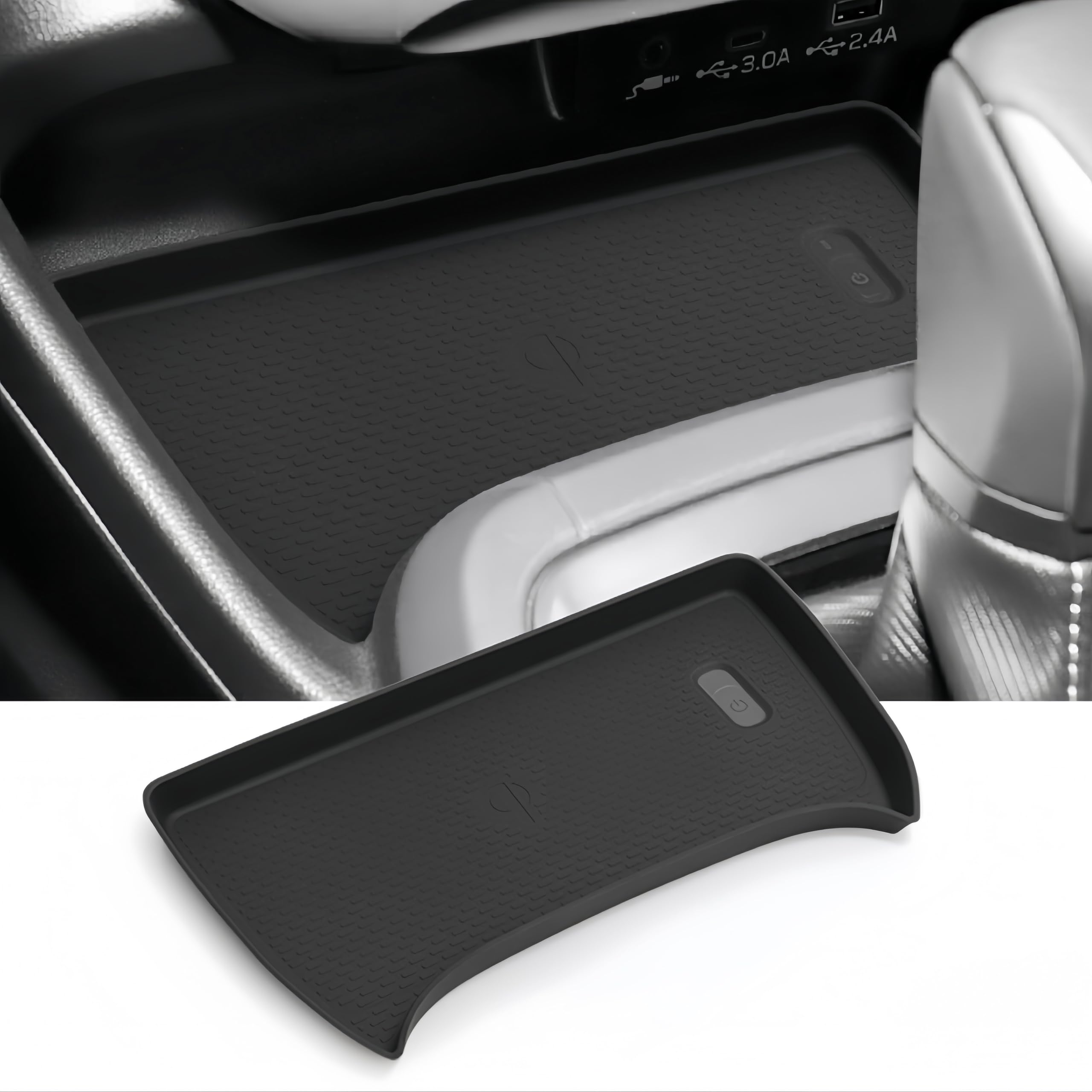 Katorn center-console wireless charging mat for Subaru Crosstrek/Impreza keeps devices secure while driving.