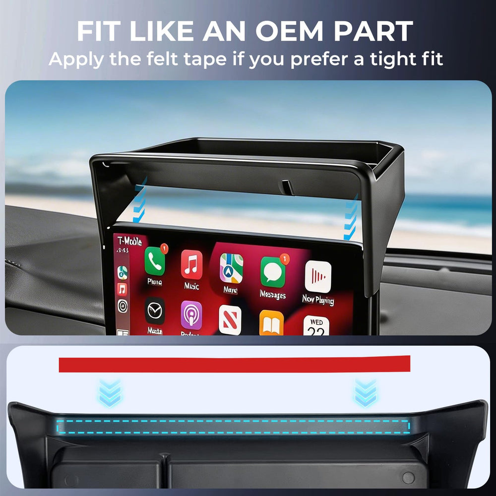 Katorn dash tray includes silent silicone mat to reduce items shifting.