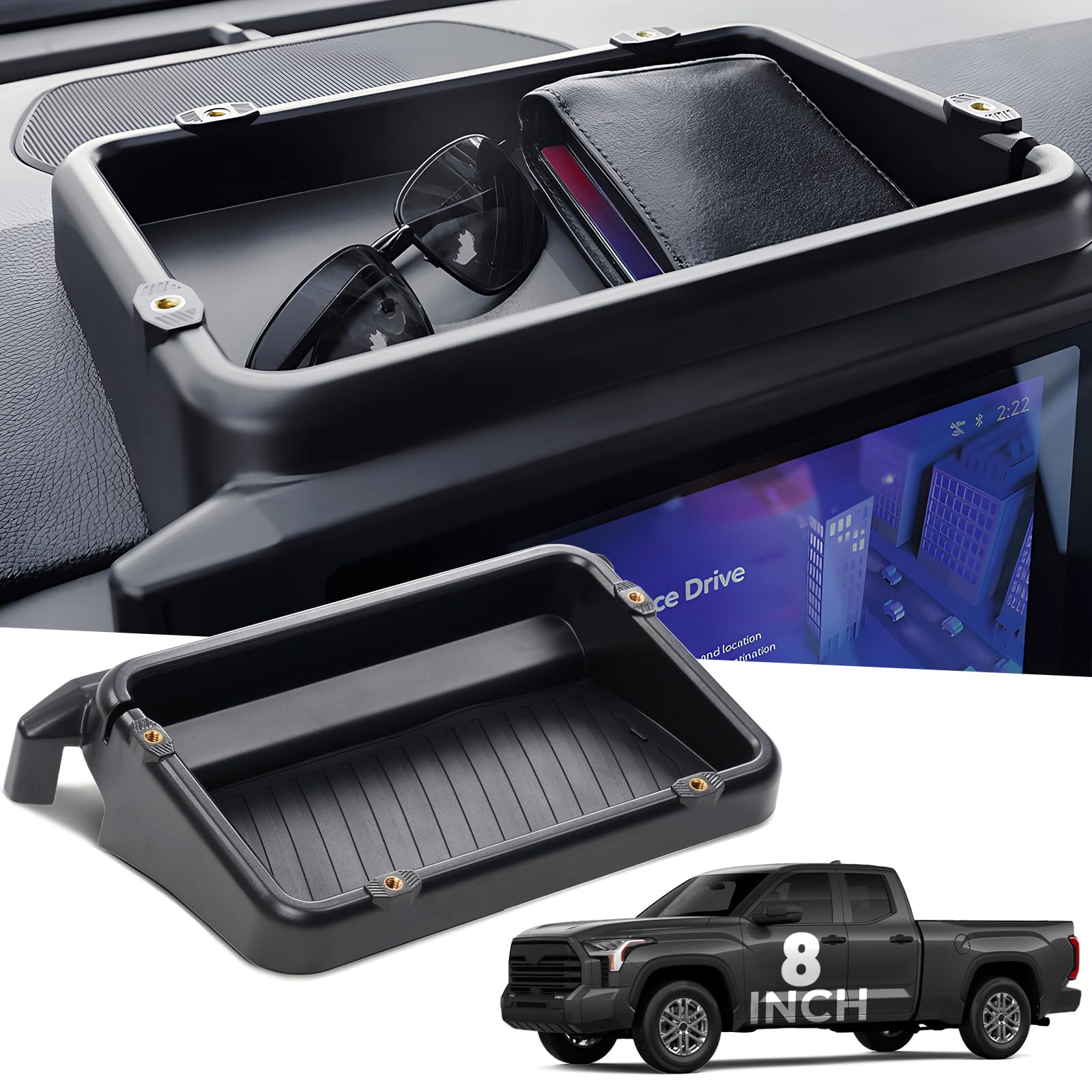 Katorn dashboard storage tray behind-screen keeps essentials organized for Tacoma.