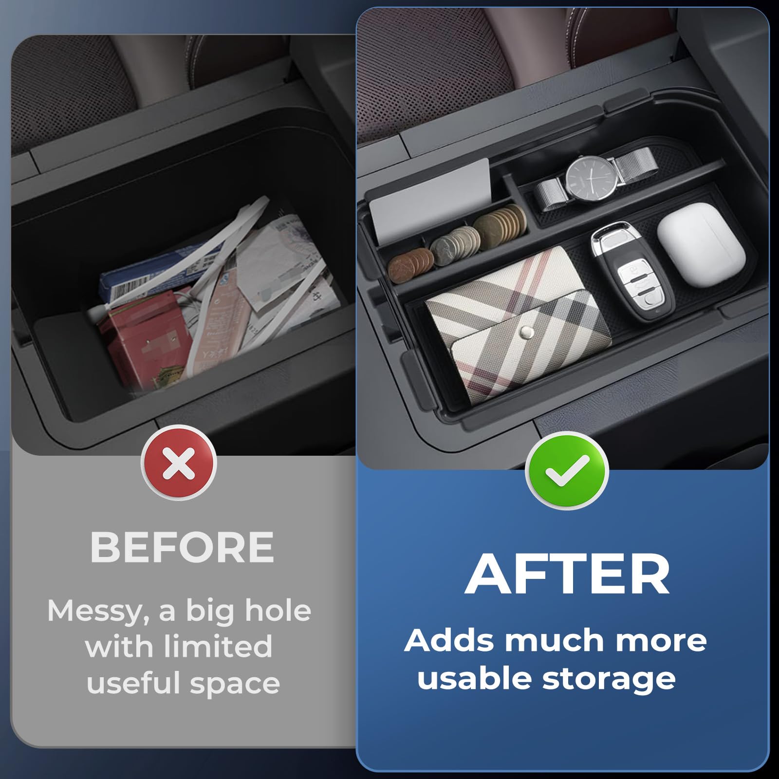 Durable ABS construction by Katorn for long-lasting interior storage.