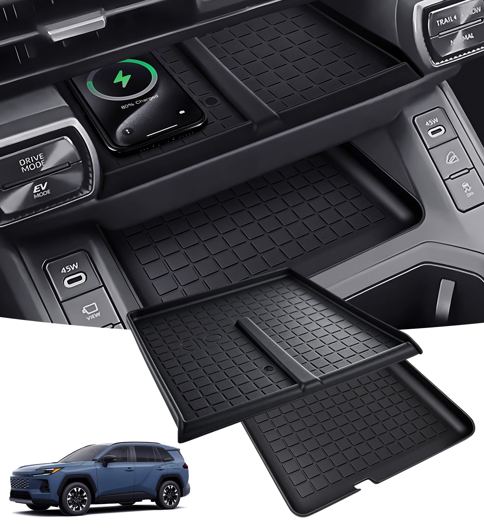 Katorn Rav4 2026 wireless charging protective mat for a seamless fit and organized charging area.
