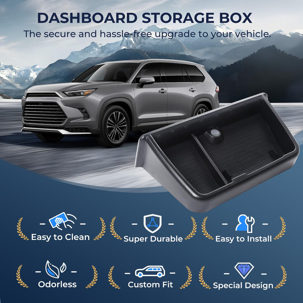 Katorn custom-fit dashboard tray for 2024-2026 Grand Highlander blends with interior styling.