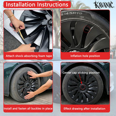 KAVANIC ABS-durable wheel cover for Model Y protects rims from debris.