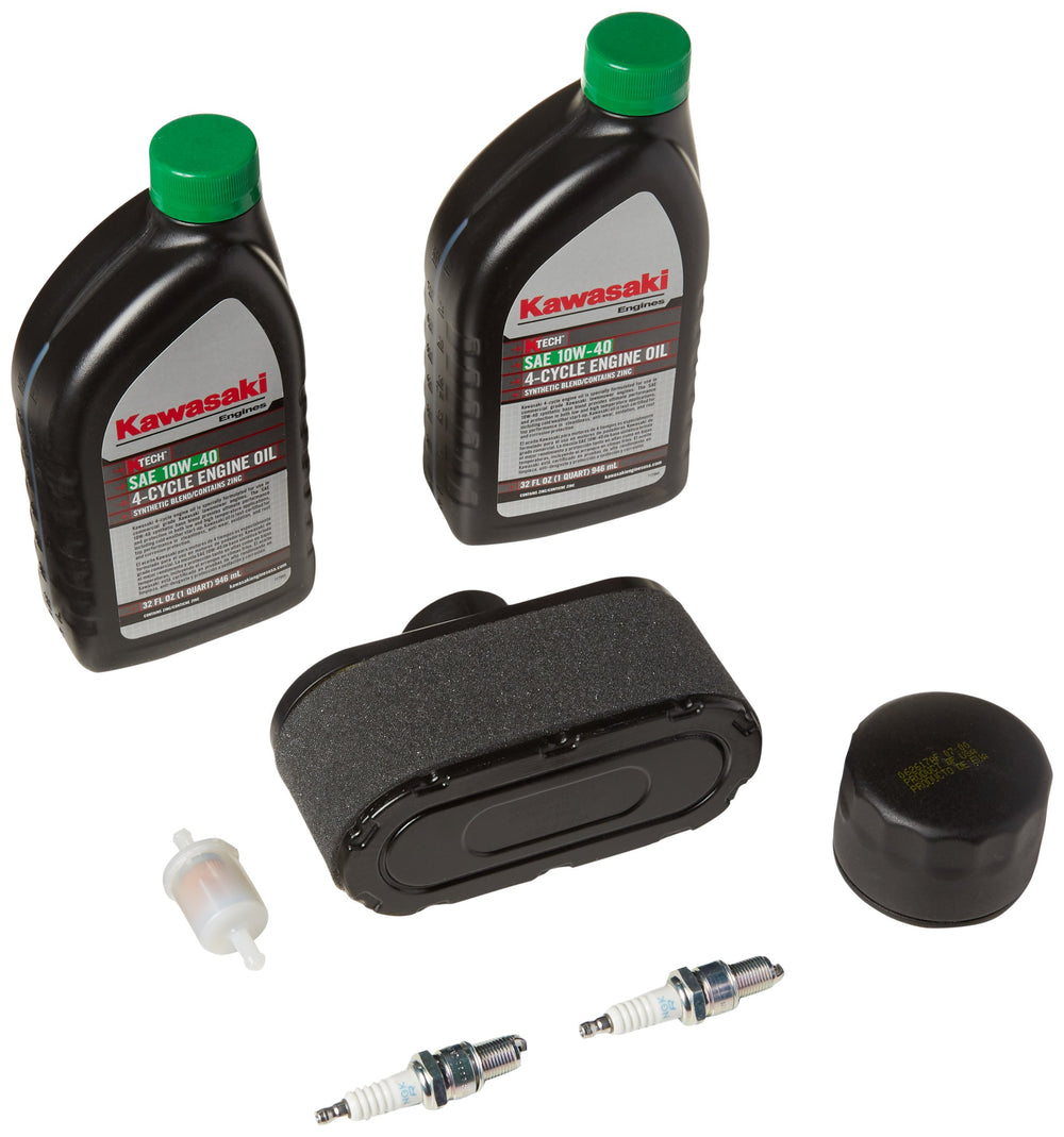 Kawasaki tune-up kit 10W-40 oil bottles for smoother engine starts
