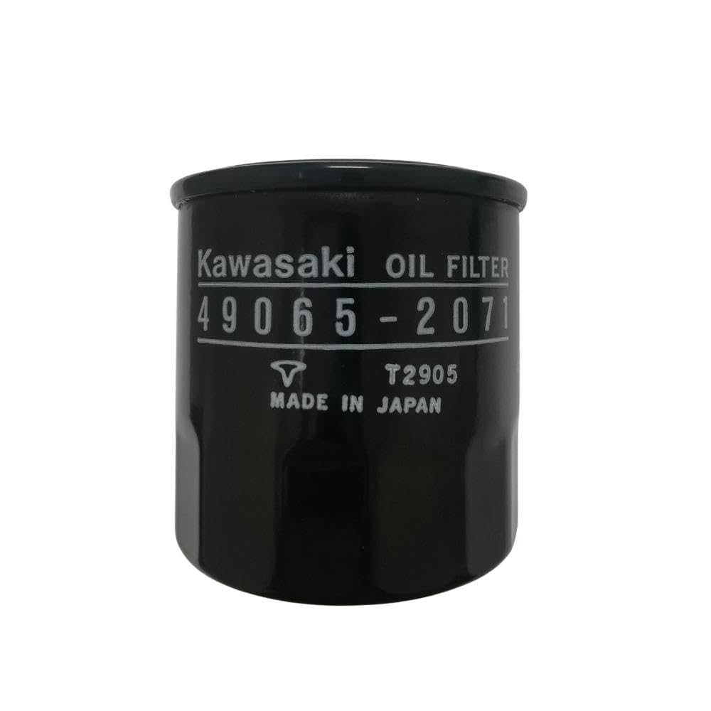 Kawasaki 49065-2071 oil filter front view for reliable engine protection during maintenance