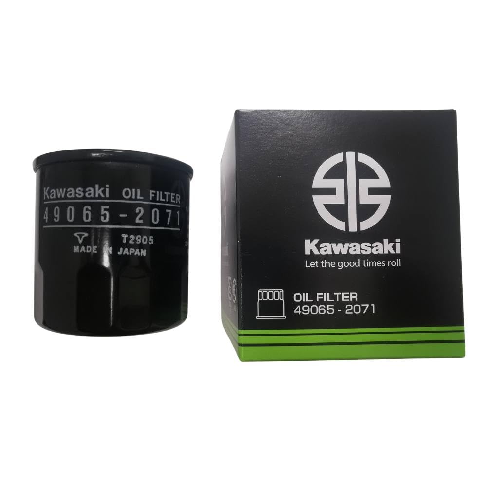 Kawasaki 49065-2071 oil filter side view ready for quick replacement