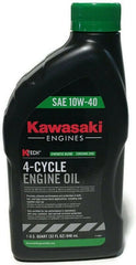 Kawasaki 10W40 oil bottles for ready-to-use engine lubrication.