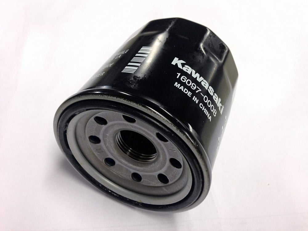 Kawasaki oil filter 16097-0008 packaging image, authentic OEM part verification.