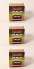 Kawasaki oil filter 3-pack front view for easy maintenance and OEM accuracy.