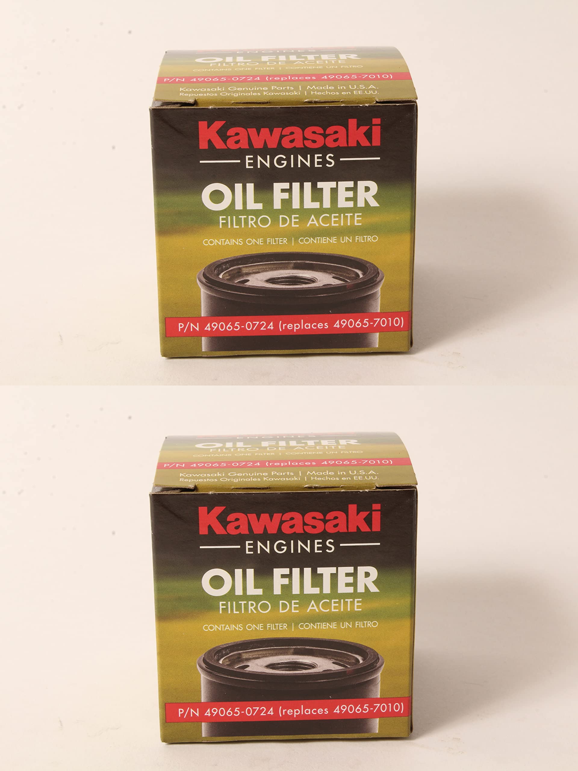 Kawasaki 49065-0724 oil filter pack of two for compatible engines.