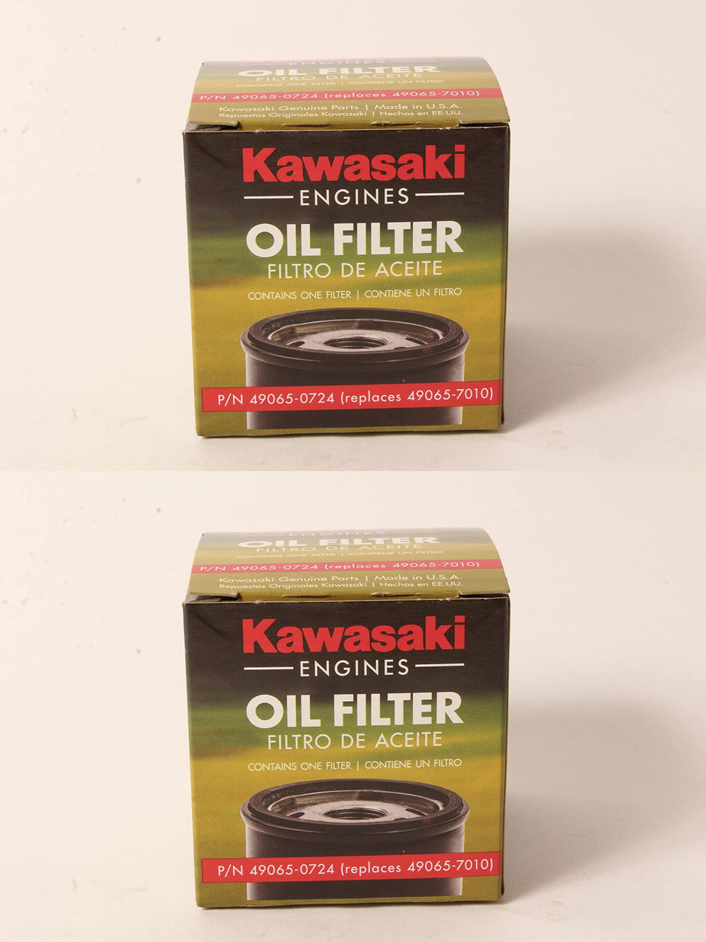 Kawasaki 49065-0724 oil filter pack of two for compatible engines.