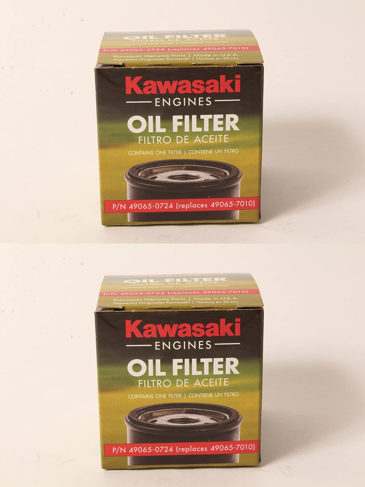 Kawasaki 49065-0724 oil filter pack of two for compatible engines.