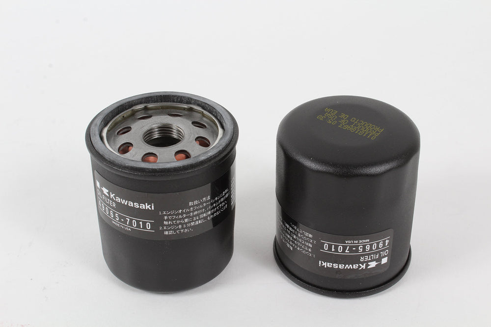 Kawasaki oil filter two-pack for simple maintenance and engine protection.