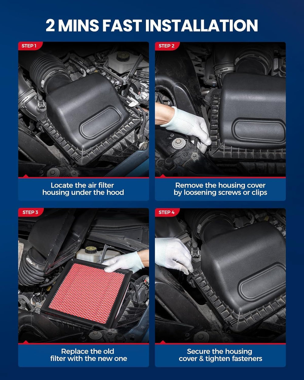KAX CA11257 99.9% filtration efficiency reduces particle intrusion.