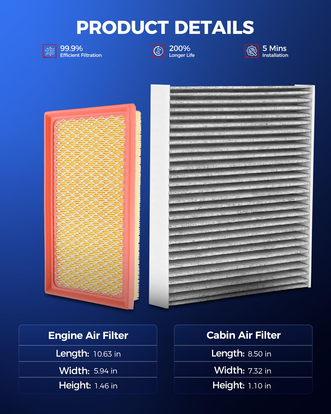 Close-up of KAX cabin filter with coconut charcoal for odor control