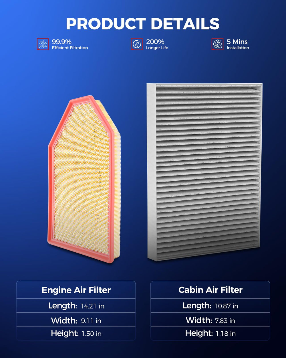 KAX engine and cabin filter kit for Chrysler 300 maintains consistent performance.
