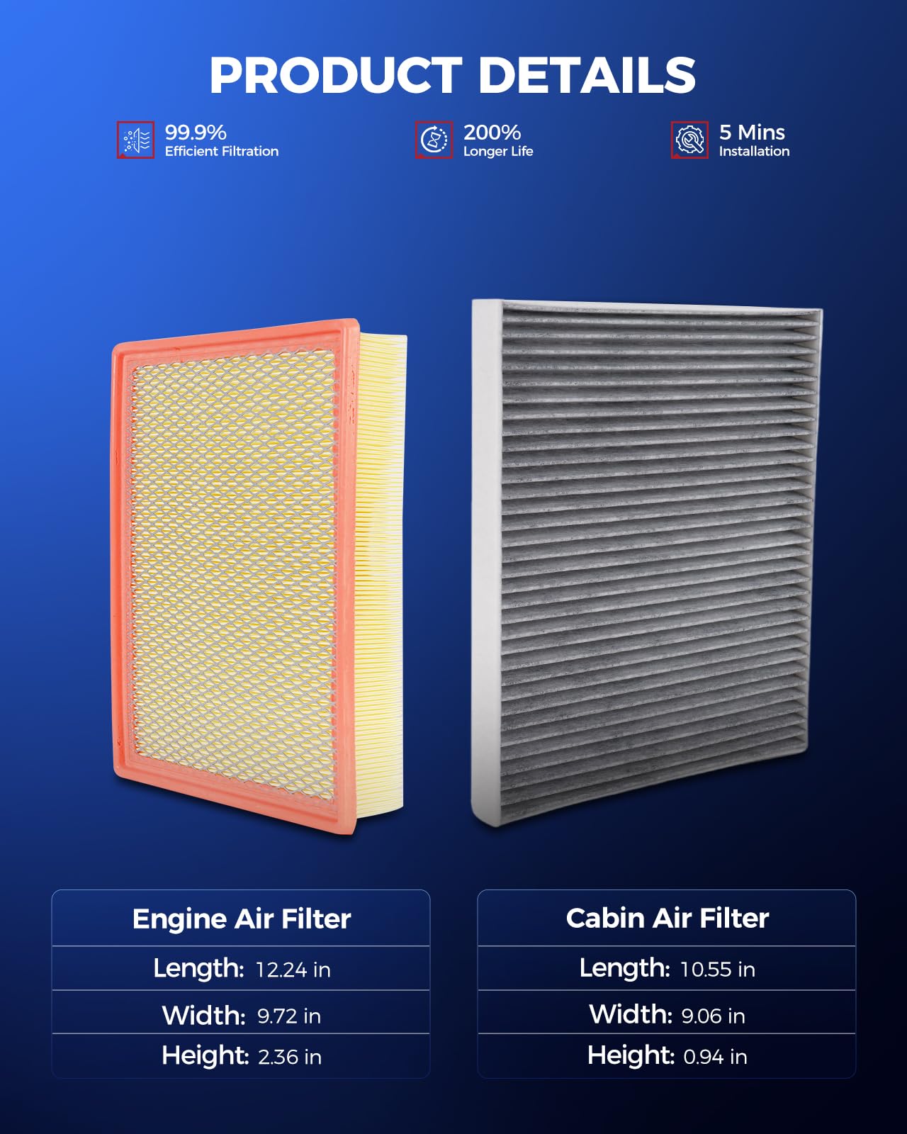 KAX engine air filter kit for GMC Sierra 1500 supports smooth operation and reliable filtration.