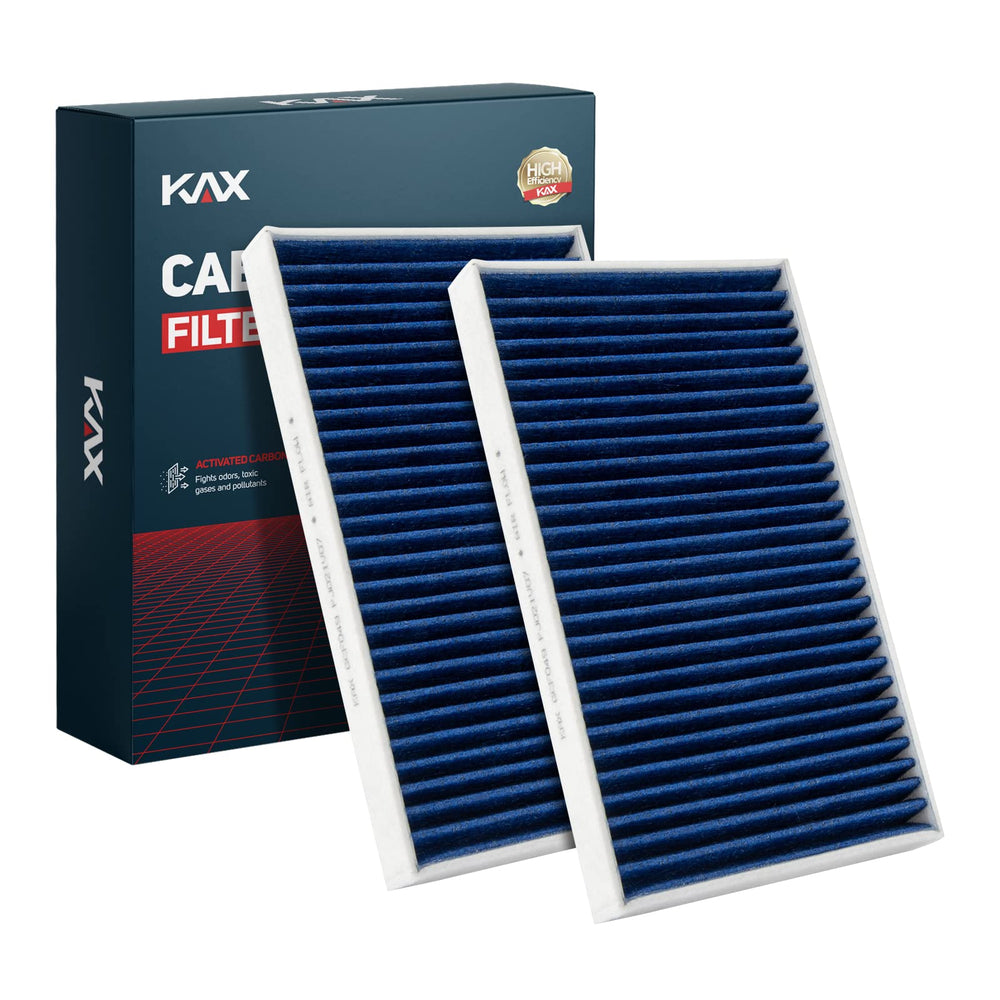 KAX Premium dual-carbon cabin filter front view improves odor control and air quality.