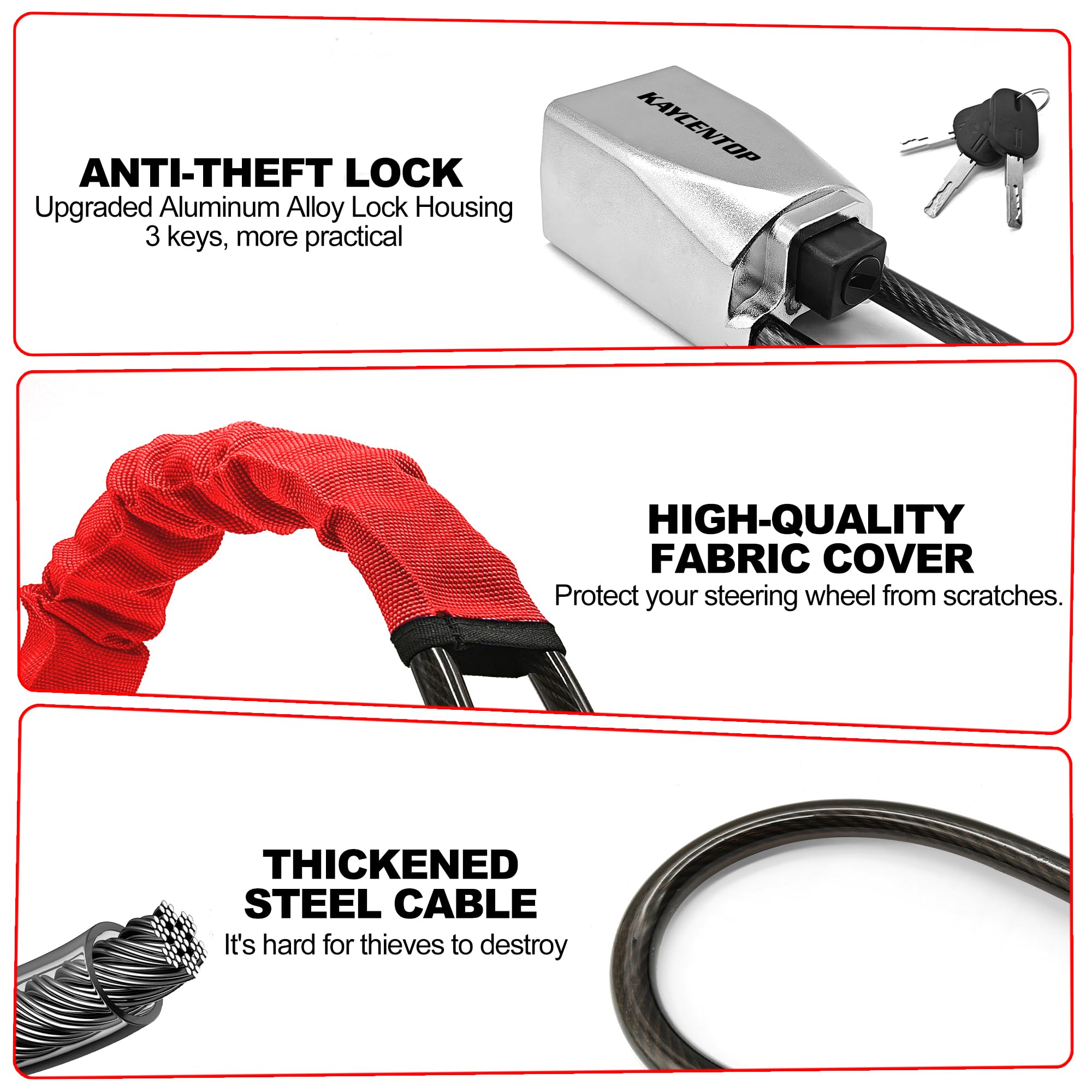 KAYCENTOP multi-strand cable offers durable flexibility for secure locking.