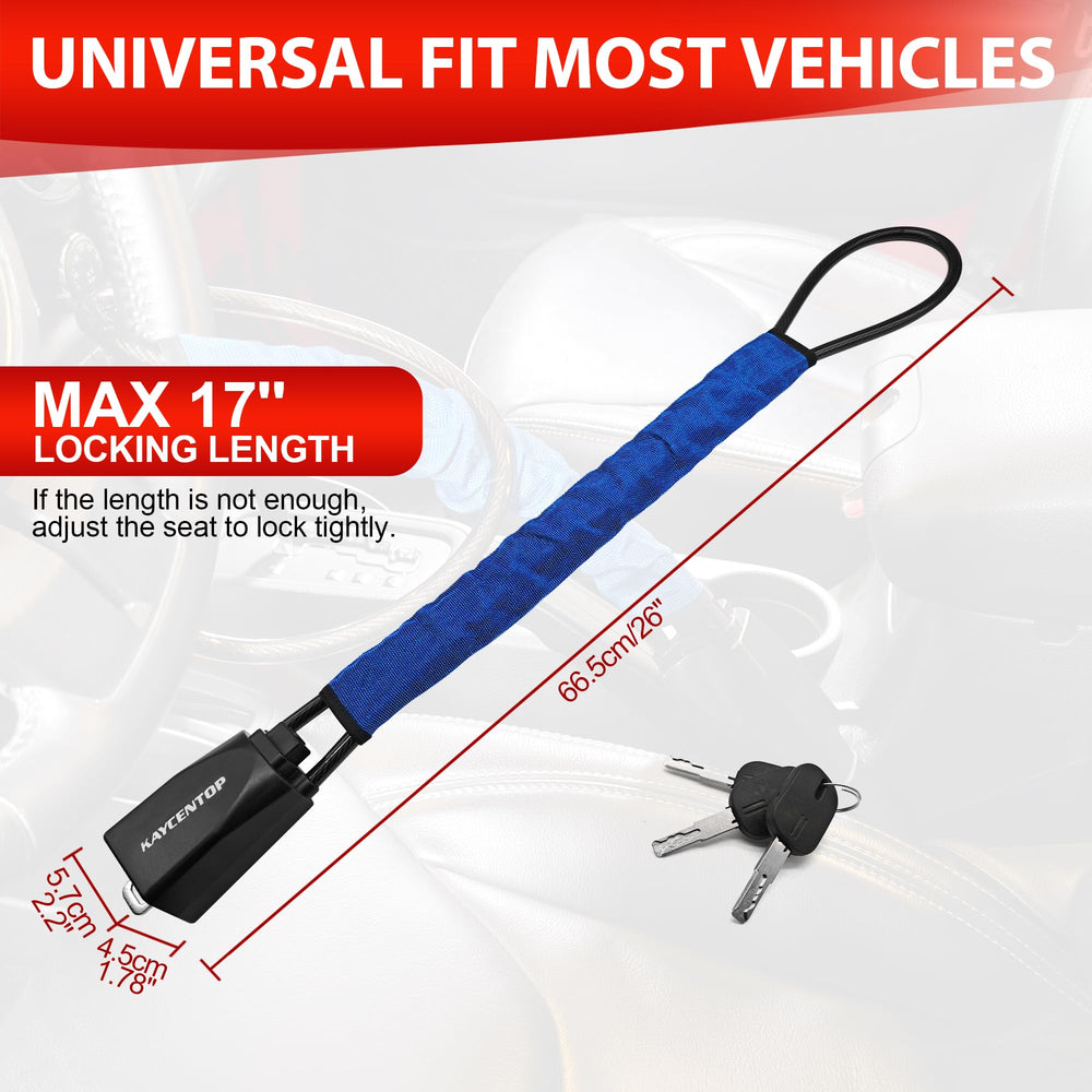 KayCENTOP seat belt lock blue, ready to deter theft of valuables.