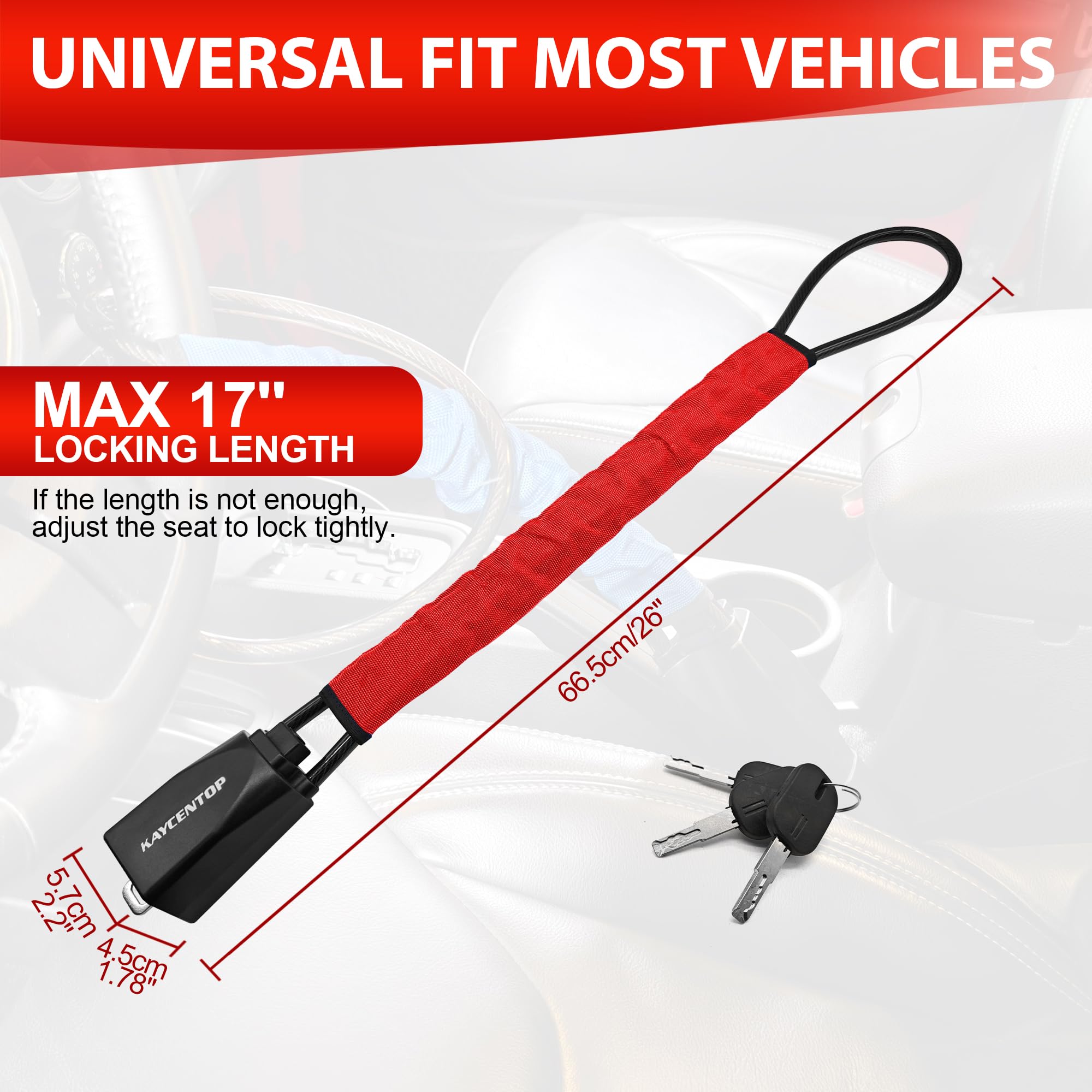 Kaycentop seat belt lock secures the buckle to deter theft while parked
