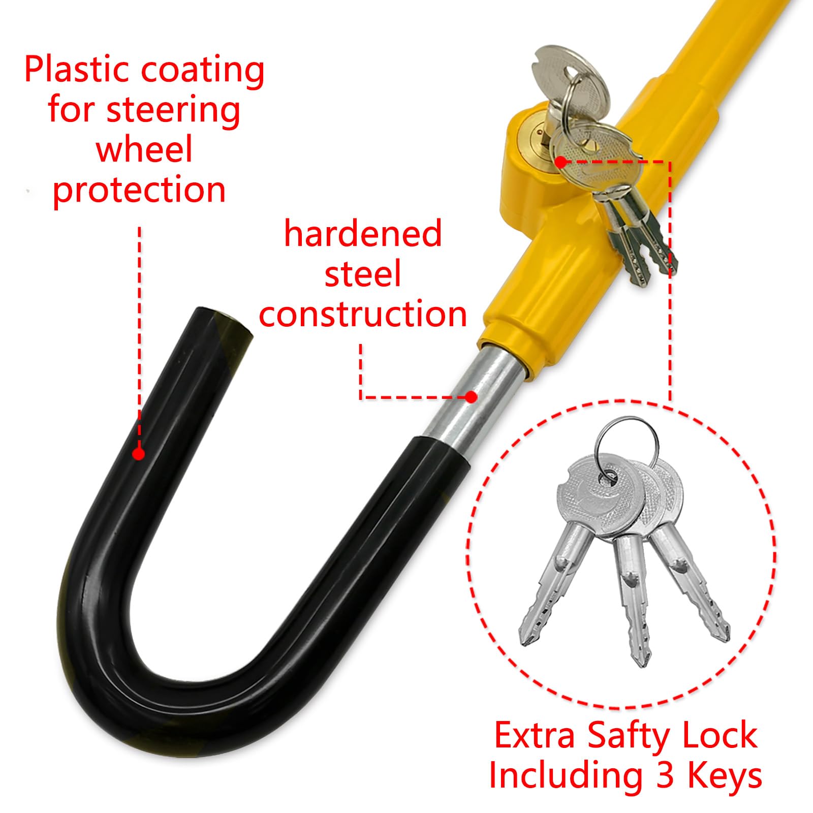 KAYCENTOP lock with three keys for quick, secure car protection.