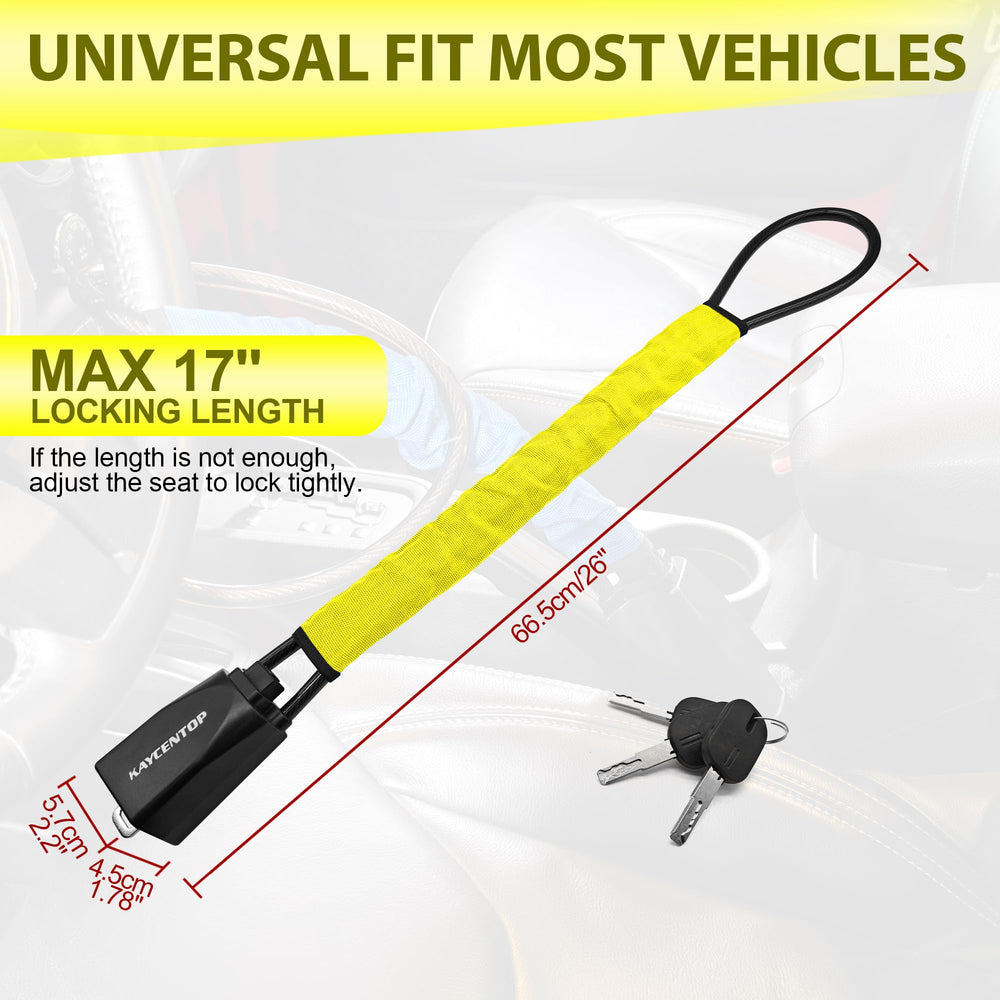 KAYCENTOP seat belt lock in use on a car seat belt buckle