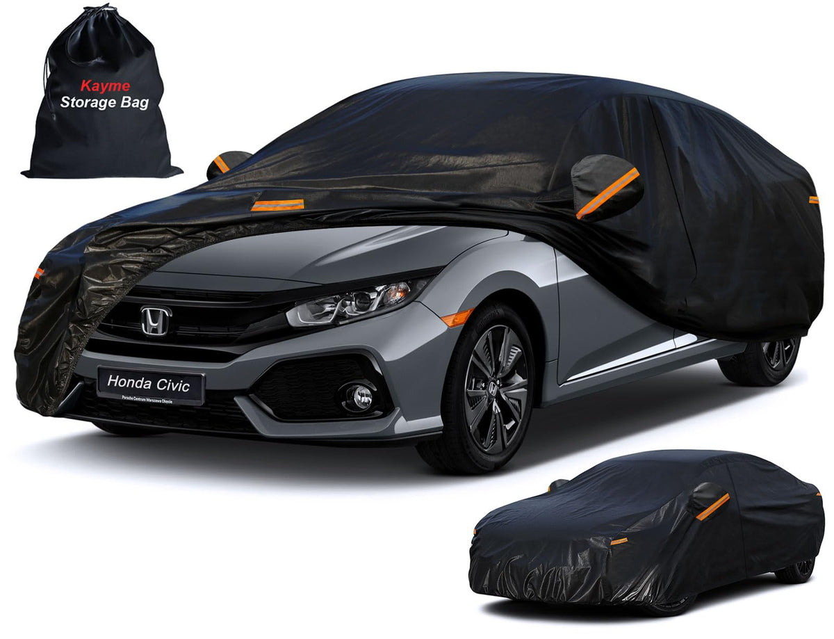Kayme 7-layer car cover on Honda Civic for full weather protection
