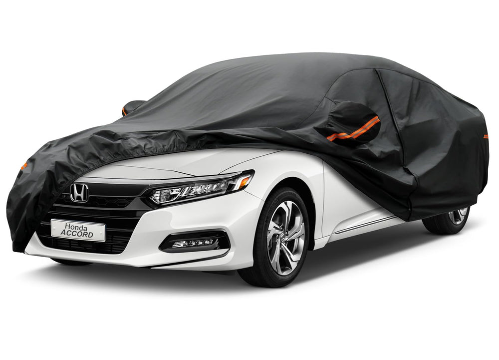 Kayme 7 Layers car cover front view protects Honda Accord from rain and UV