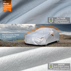 Kayme all-weather cover with UV aluminum shield offers sun protection for cars.