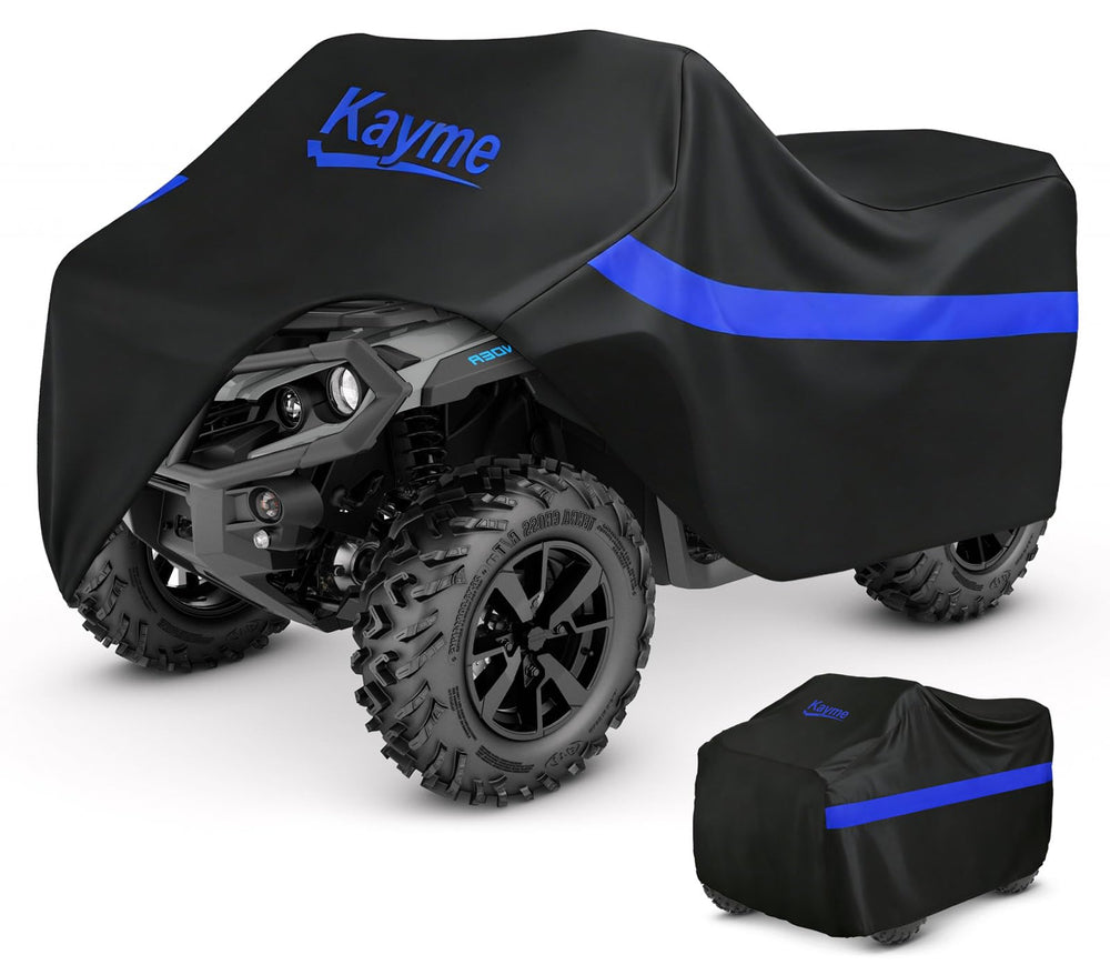 Kayme ATV cover waterproof heavy-duty protects a large quad from rain.