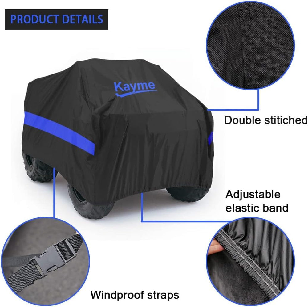 Kayme ATV cover features windproof straps to stay secure.