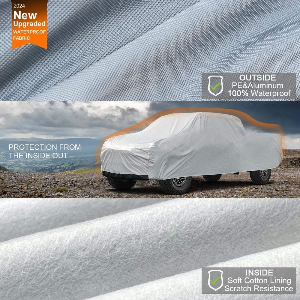 Kayme pickup cover with UV protection and reflective aluminum layer.