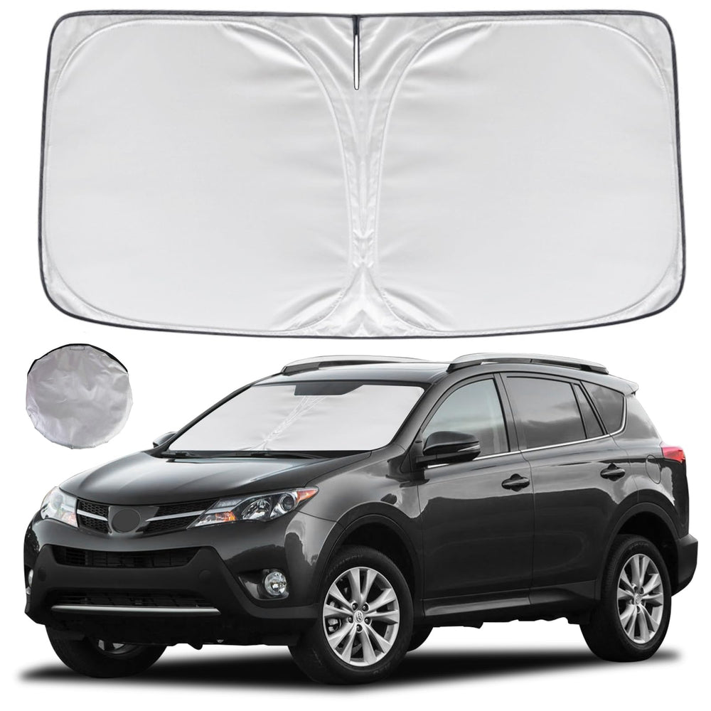 KAYZT custom-fit front window shade shields RAV4 cabin from heat