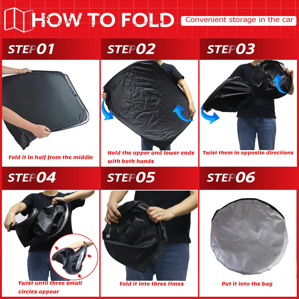 KAYZT easy-install front window shade fits around rearview mirror