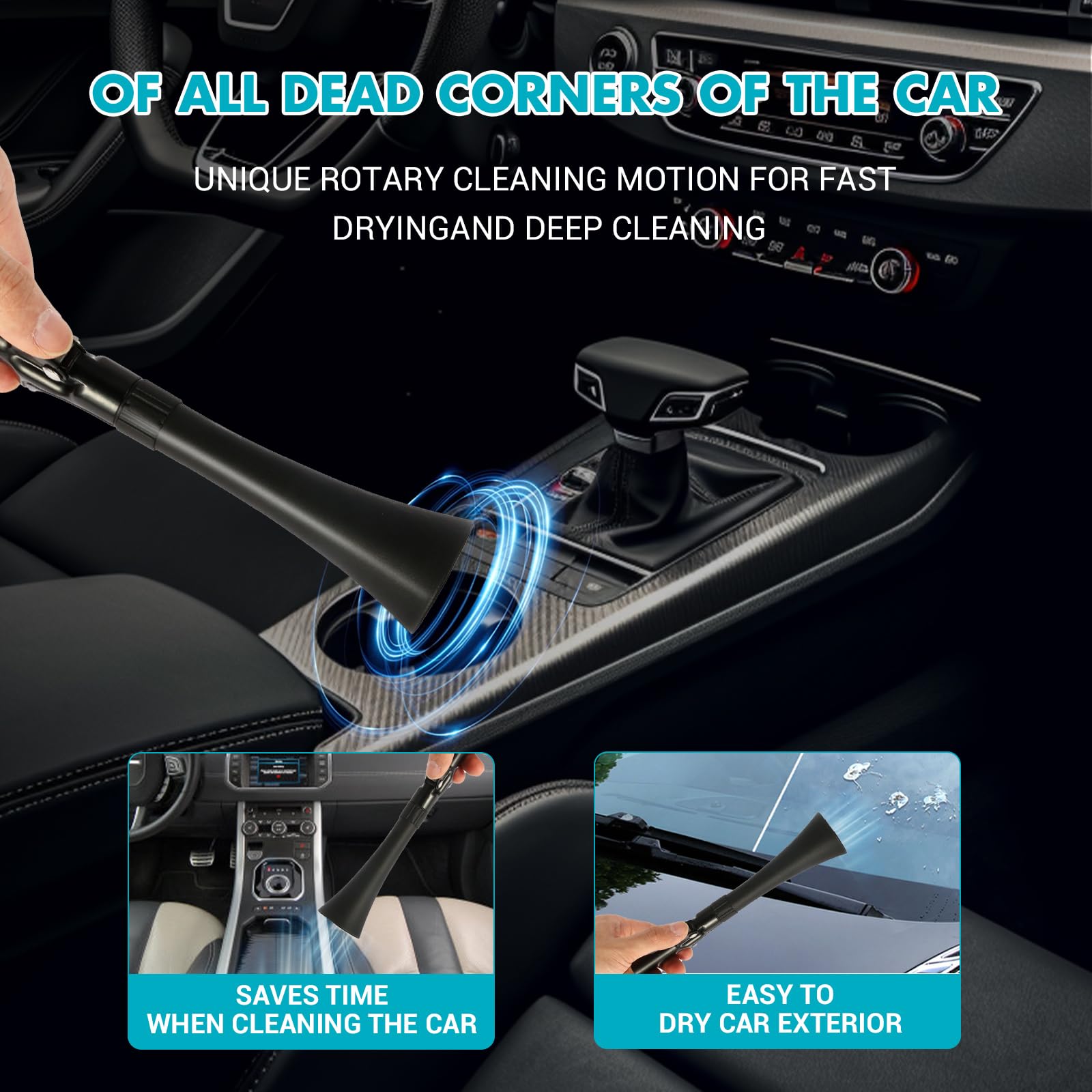 KAZLIE Tornado Mini Gun dashboard cleaning — soft brush for delicate electronics without scratches