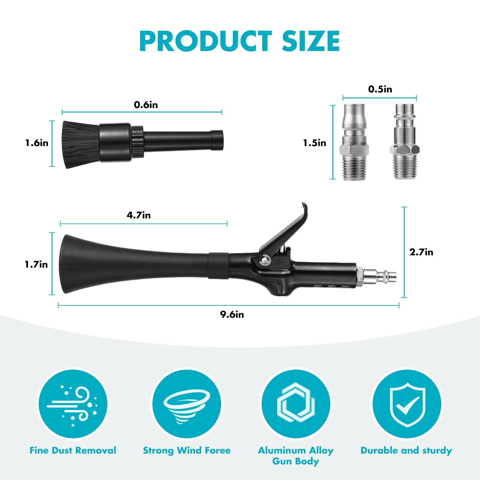 KAZLIE Tornado Mini Gun with nozzle attachment — switch between crevice blowing and delicate dusting
