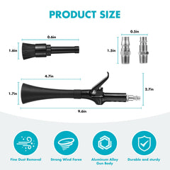 KAZLIE Tornado Mini Gun with nozzle attachment — switch between crevice blowing and delicate dusting