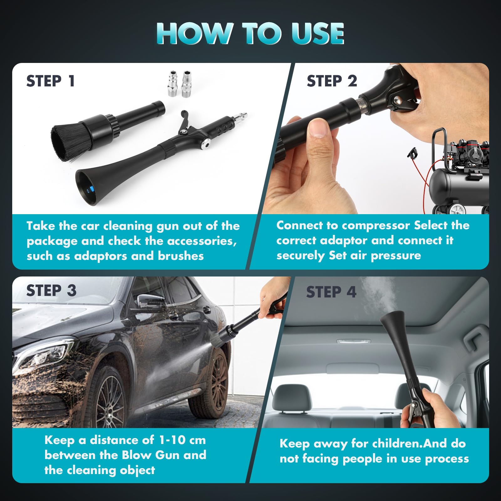 KAZLIE Tornado Mini Gun seat tracks cleaning — clears dust along seats and consoles