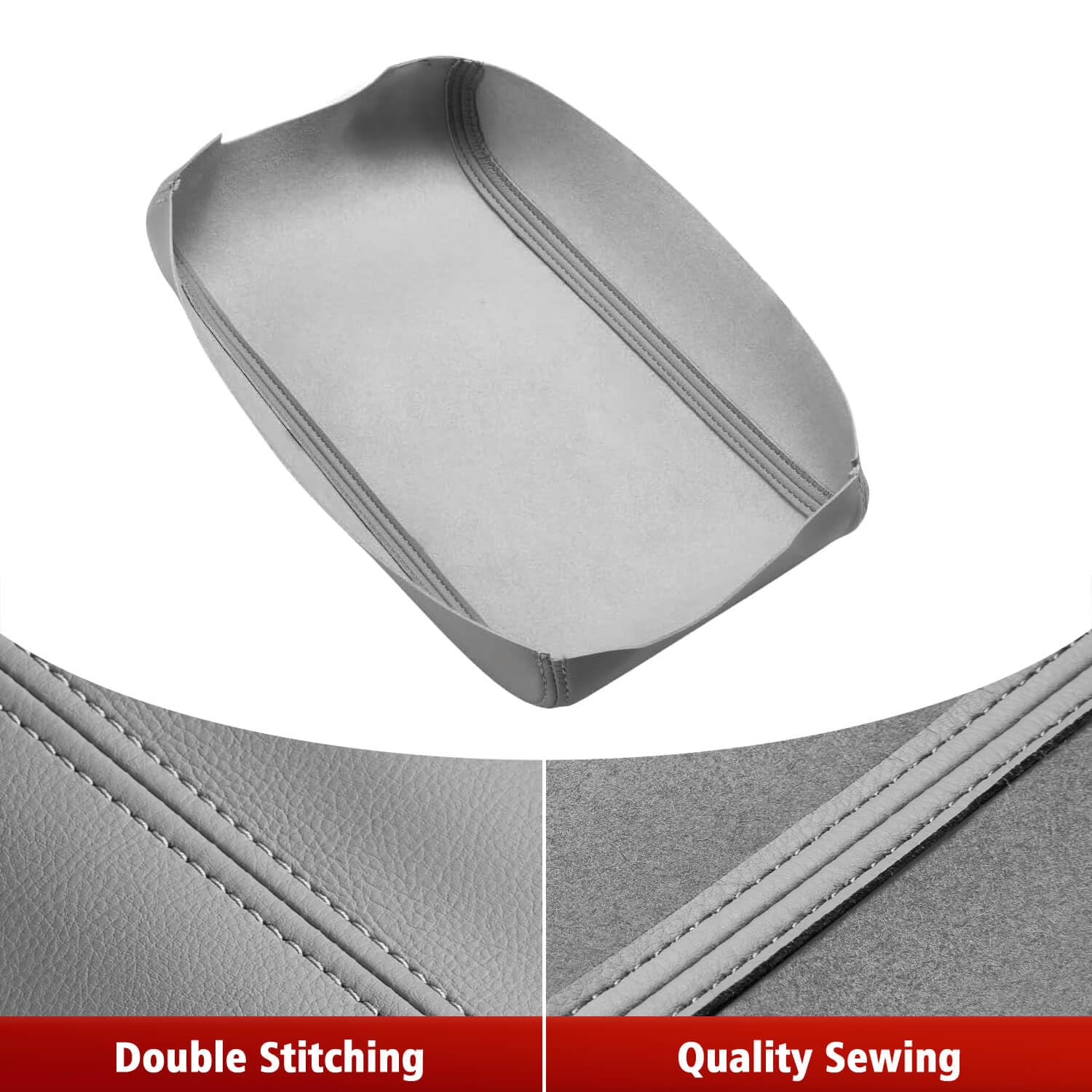 KBH leather armrest cover with French seams offers durable, uniform stitching.