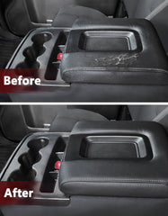 KBH Auto armrest cover edge-wrapping close-up for wrinkle-free installation