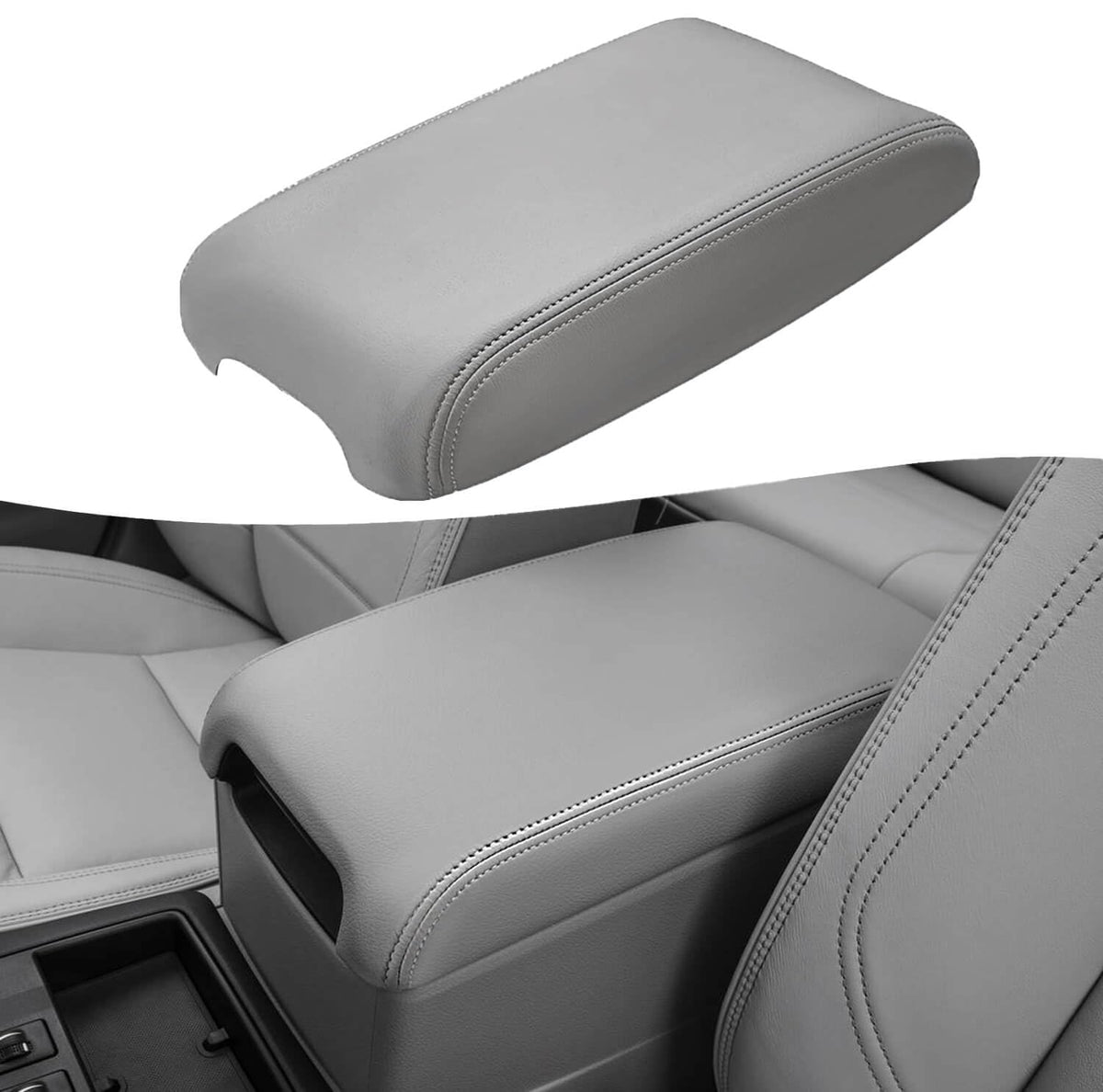 KBH Camry center console armrest cover in ash gray protects surfaces and adds comfort.