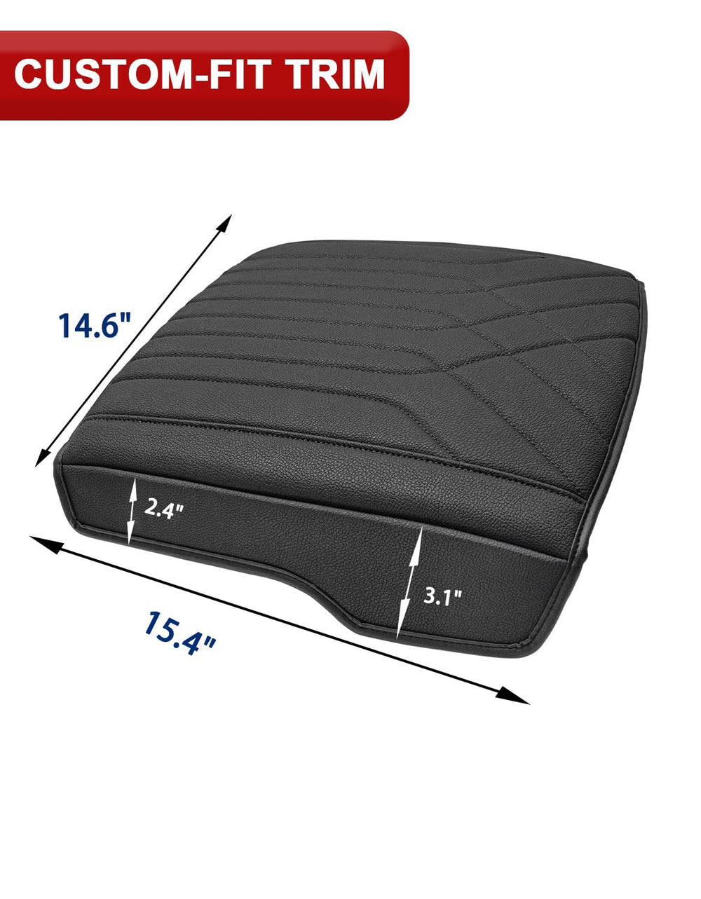 Black vinyl leather finish of KBH armrest cover matches Ram interior aesthetics