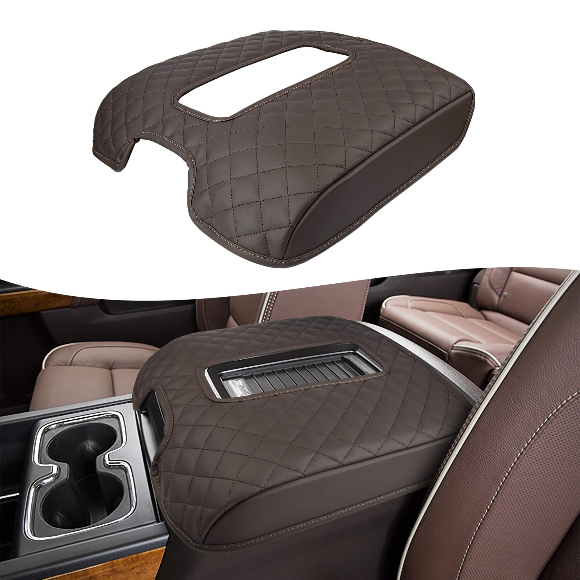 KBH center console armrest cover on Chevy Silverado protects the lid from scratches