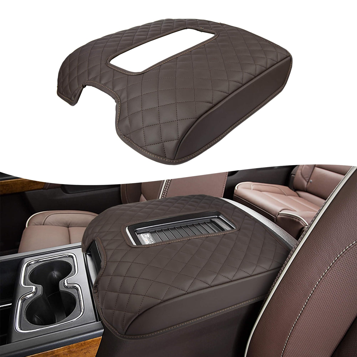 KBH center console armrest cover on Chevy Silverado protects the lid from scratches