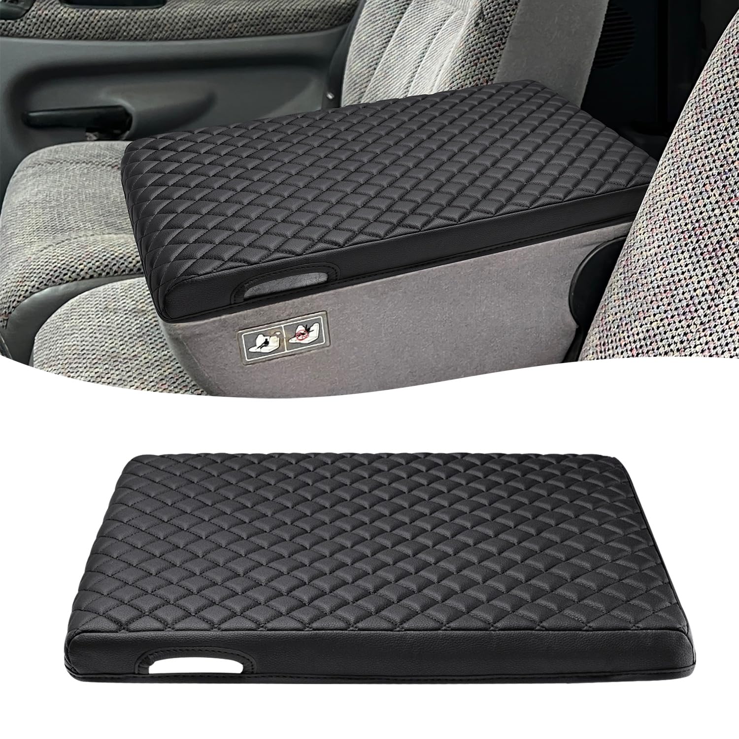KBH center console armrest cover on a Dodge Ram 1994-2001 jump seat, protective fit and sleek look.