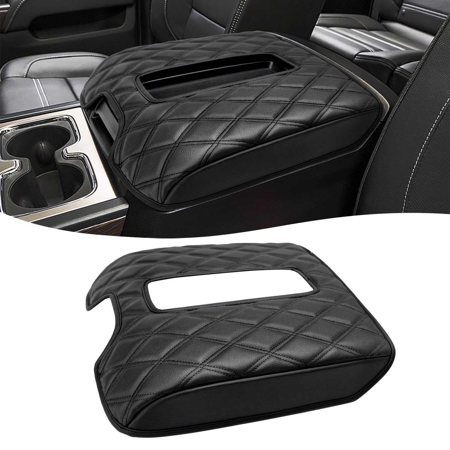 KBH Center Console Armrest Cover shown in front view for Silverado protection.